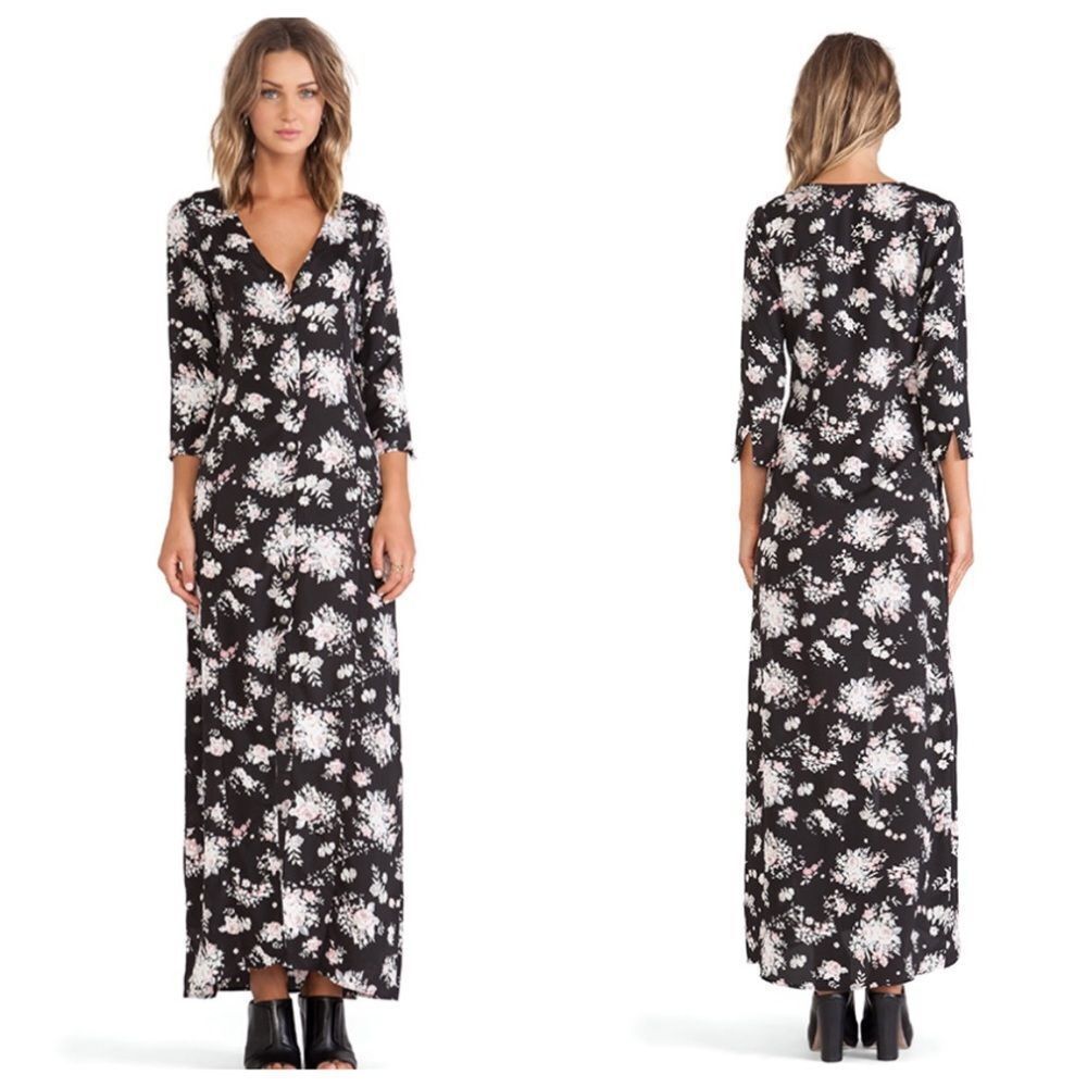 Stillwater 3/4 Sleeve Button Front Floral Dress